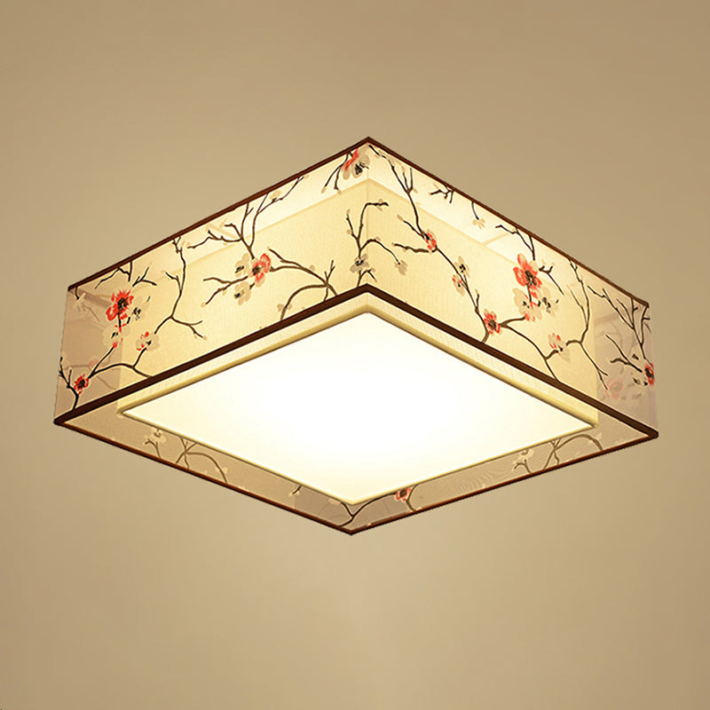 Luz de techo sombreada de tela, techo de Sala de estar tradicional incrustado en blanco