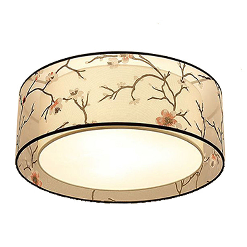 Luz de techo sombreada de tela, techo de Sala de estar tradicional incrustado en blanco