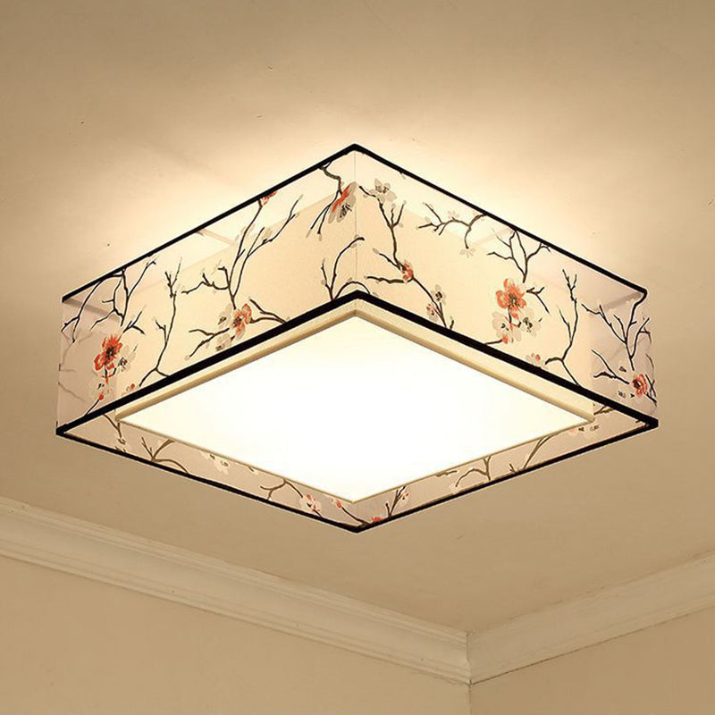 Luz de techo sombreada de tela, techo de Sala de estar tradicional incrustado en blanco