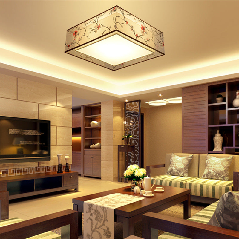 Luz de techo sombreada de tela, techo de Sala de estar tradicional incrustado en blanco