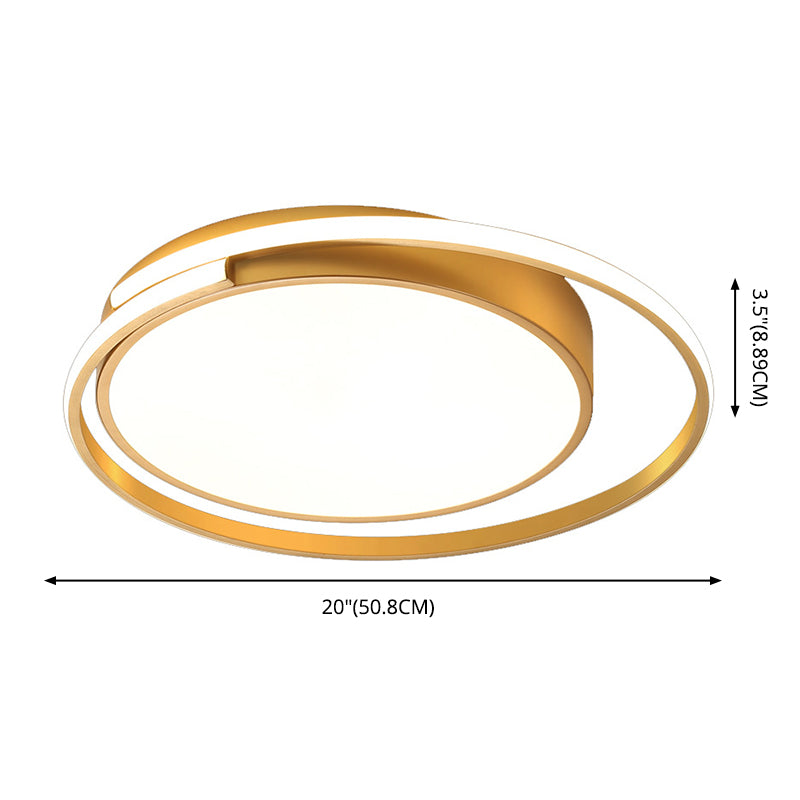 Luminaire de plafond encastré en métal à tambour circulaire, plafonnier LED doré de Style milieu du siècle pour salon