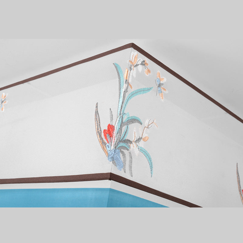 Blue Flushmount Ceiling Lamp Traditional Fabric Shaded Flush Mount Ceiling Light