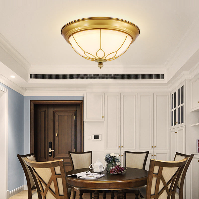 American Ceiling Light 1 Head Frosted Glass Lampshade Painted Ceiling Tray Bedroom Ceiling Lamp