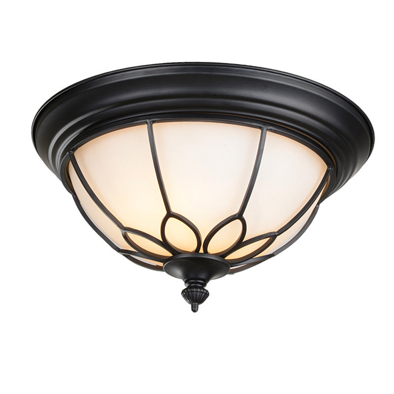 American Ceiling Light 1 Head Frosted Glass Lampshade Painted Ceiling Tray Bedroom Ceiling Lamp