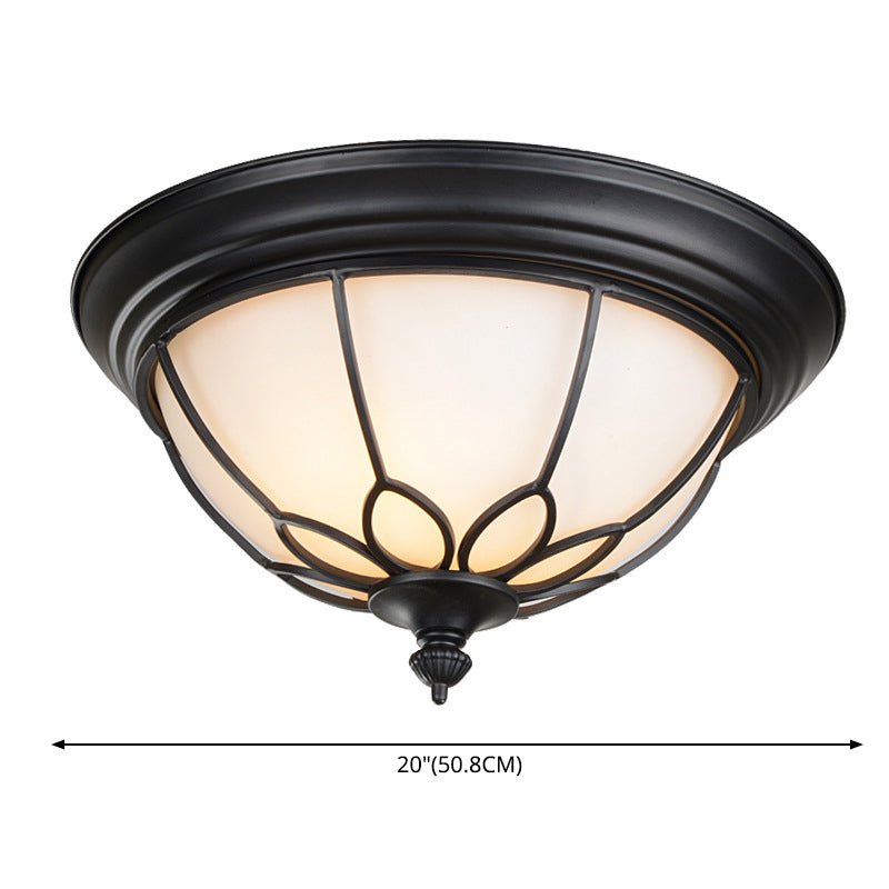 American Ceiling Light 1 Head Frosted Glass Lampshade Painted Ceiling Tray Bedroom Ceiling Lamp