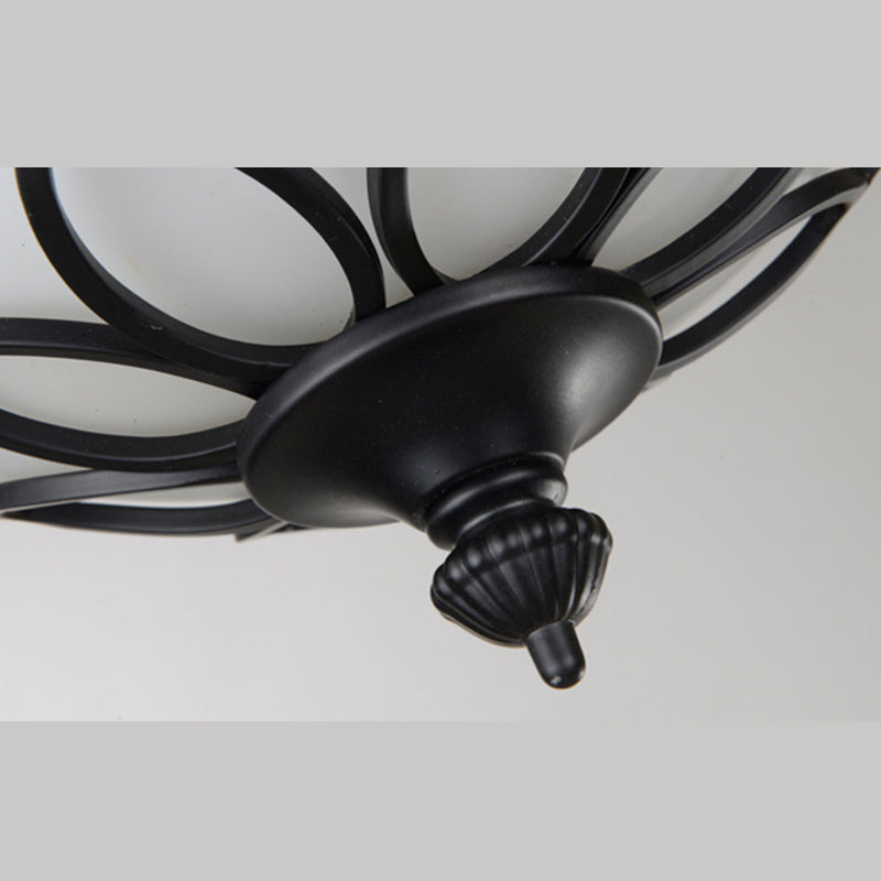 American Ceiling Light 1 Head Frosted Glass Lampshade Painted Ceiling Tray Bedroom Ceiling Lamp