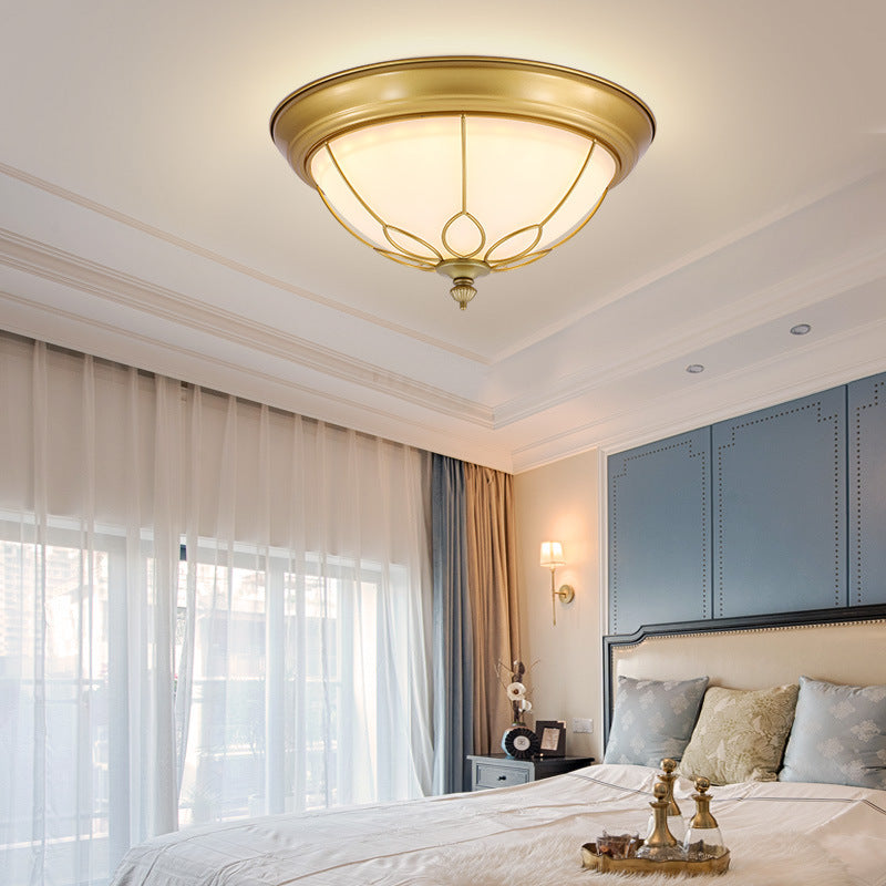 American Ceiling Light 1 Head Frosted Glass Lampshade Painted Ceiling Tray Bedroom Ceiling Lamp