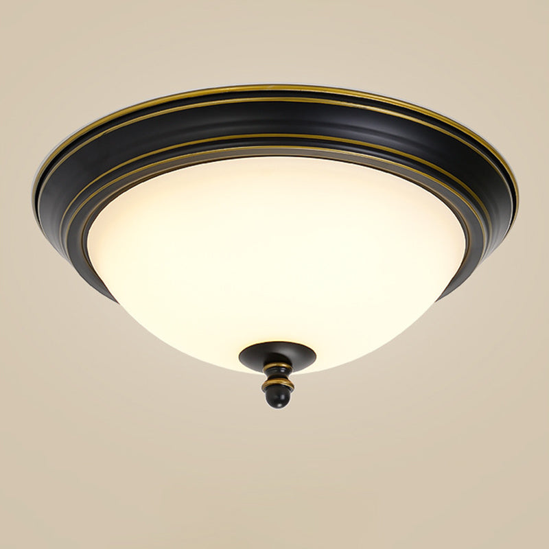 American Style Ceiling Light Wrought Iron Glass Lampombre 1 Light Round Shape Ceiling Lamp for Bedroom