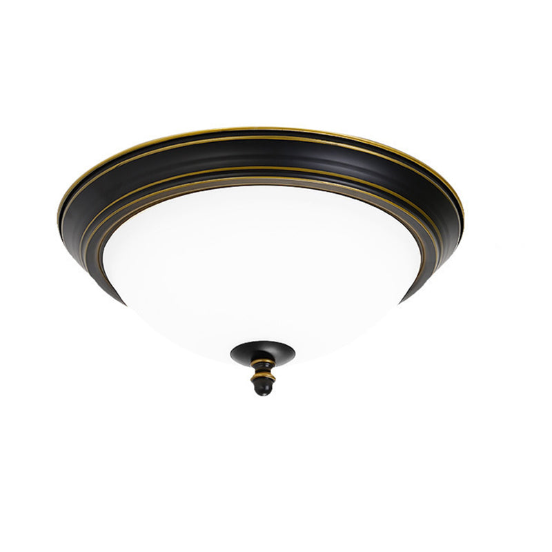 American Style Ceiling Light Wrought Iron Glass Lampombre 1 Light Round Shape Ceiling Lamp for Bedroom