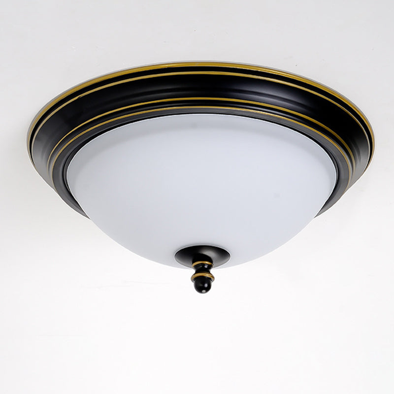 American Style Ceiling Light Wrought Iron Glass Lampombre 1 Light Round Shape Ceiling Lamp for Bedroom