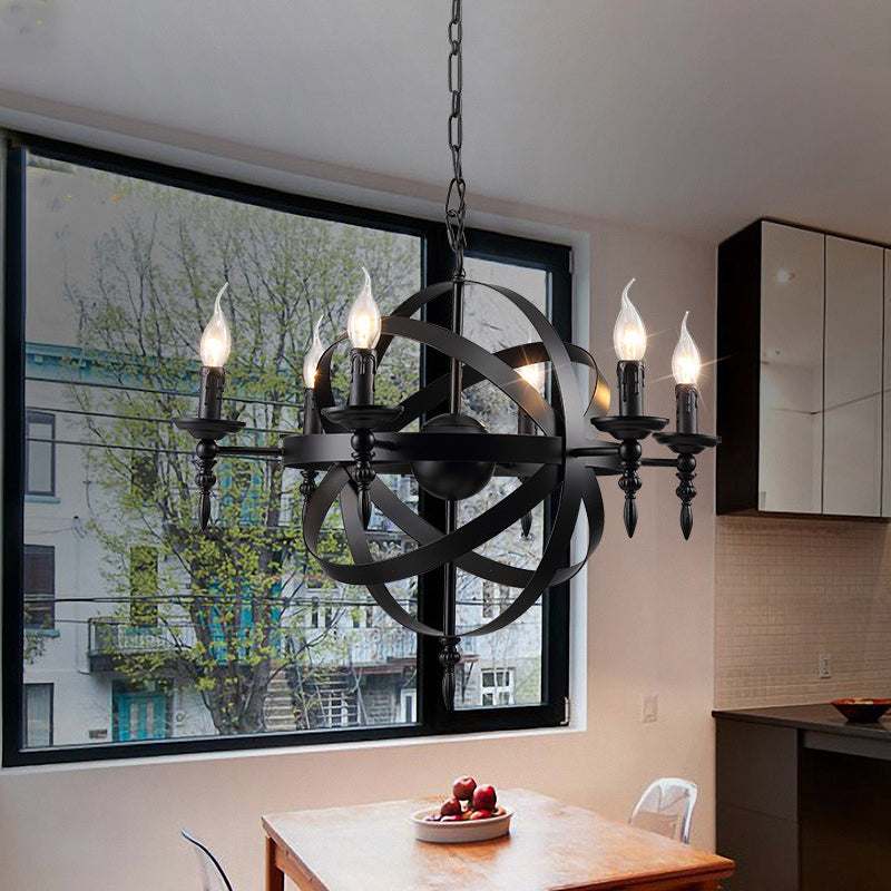 Illustration of Exposed Industrial Metal Chandeliers