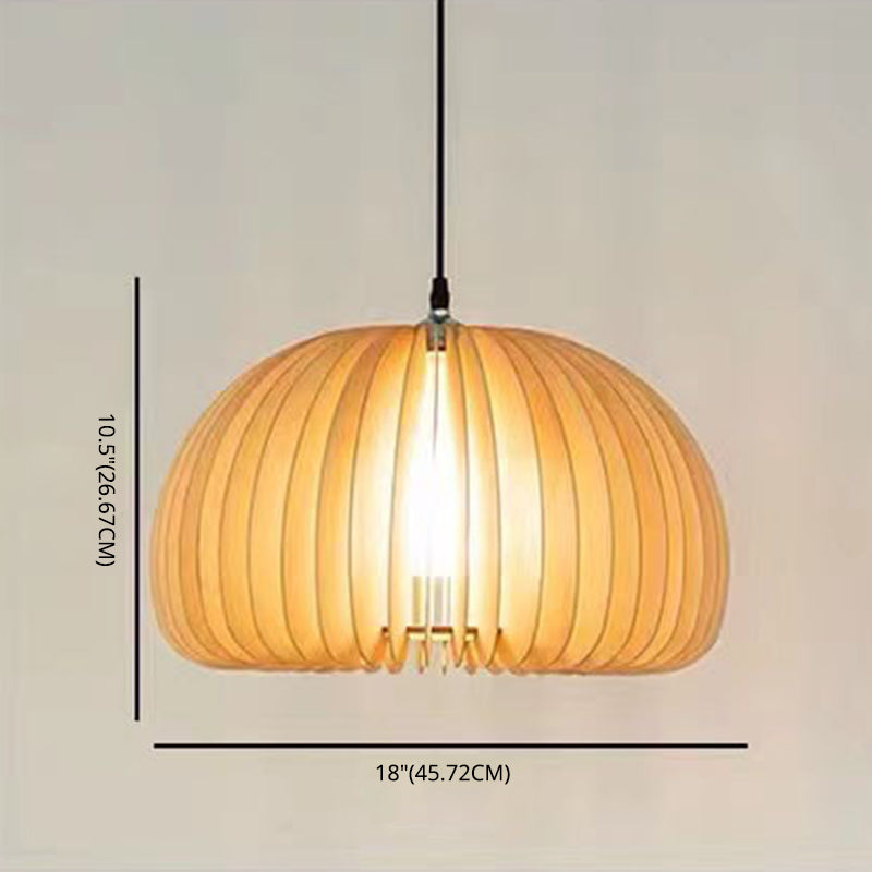 Luz colgante de calabaza de madera beige Minimalista Minimalista 1 Lámpara de techo de restaurante ligero Lámpara de techo