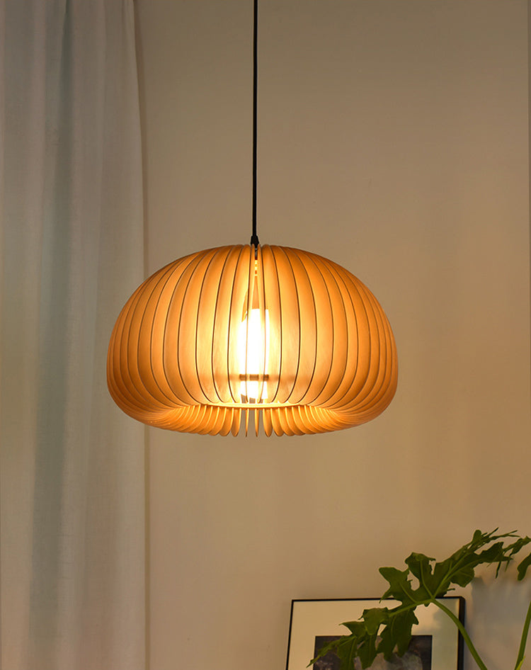 Luz colgante de calabaza de madera beige Minimalista Minimalista 1 Lámpara de techo de restaurante ligero Lámpara de techo