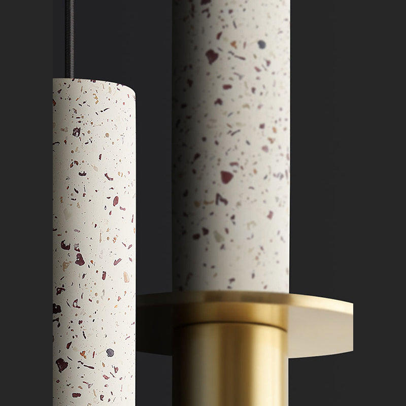 Nordic Modern Long Cylindrical Shape Pendant Light Stone Small Suspension Light for Living Room