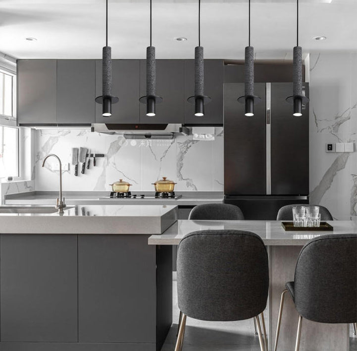 Nordic Modern Long Cylindrical Shape Pendant Light Stone Small Suspension Light for Living Room