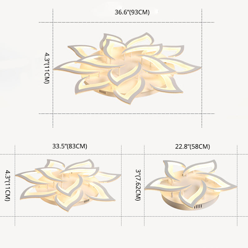 Radial Acrylic Semi Flush Mount Ceiling Light Semi Flush Modern Multi-head Bedroom Semi Flush