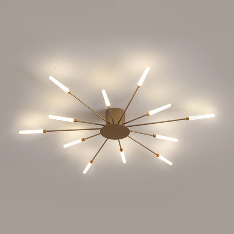 Multi-head Sputnik Semi-ceiling Light Modern Acrylic Semi Flushmount Ceiling Light for Bedroom