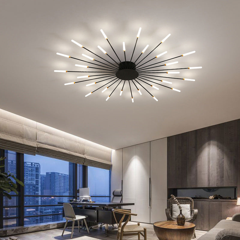 Multi-head Sputnik Semi-ceiling Light Modern Acrylic Semi Flushmount Ceiling Light for Bedroom