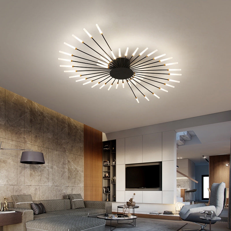 Multi-head Sputnik Semi-ceiling Light Modern Acrylic Semi Flushmount Ceiling Light for Bedroom