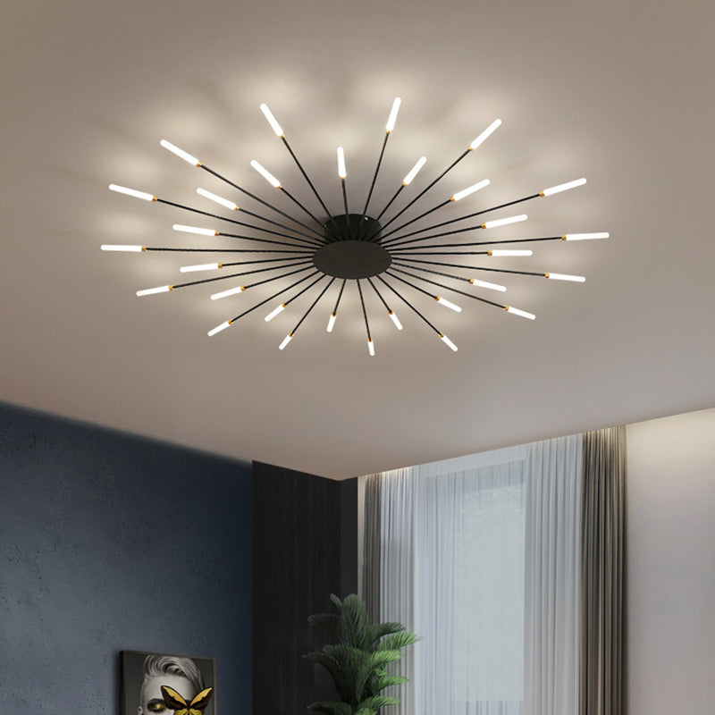Multi-head Sputnik Semi-ceiling Light Modern Acrylic Semi Flushmount Ceiling Light for Bedroom
