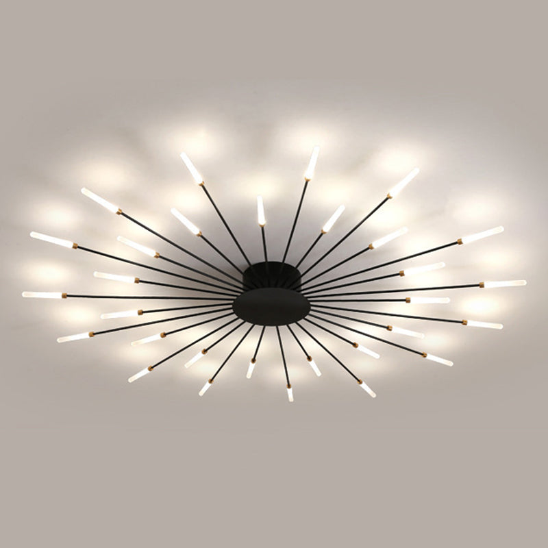 Multi-head Sputnik Semi-ceiling Light Modern Acrylic Semi Flushmount Ceiling Light for Bedroom