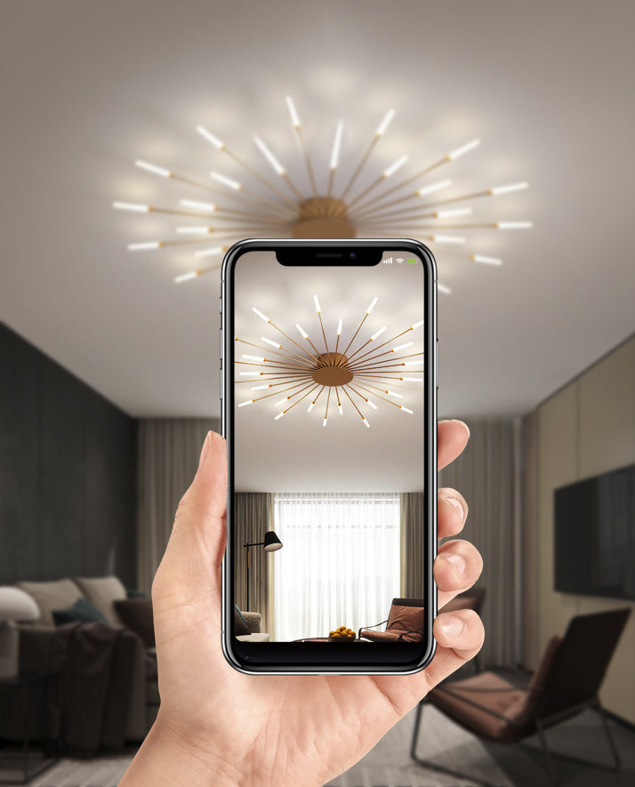 Multi-head Sputnik Semi-ceiling Light Modern Acrylic Semi Flushmount Ceiling Light for Bedroom