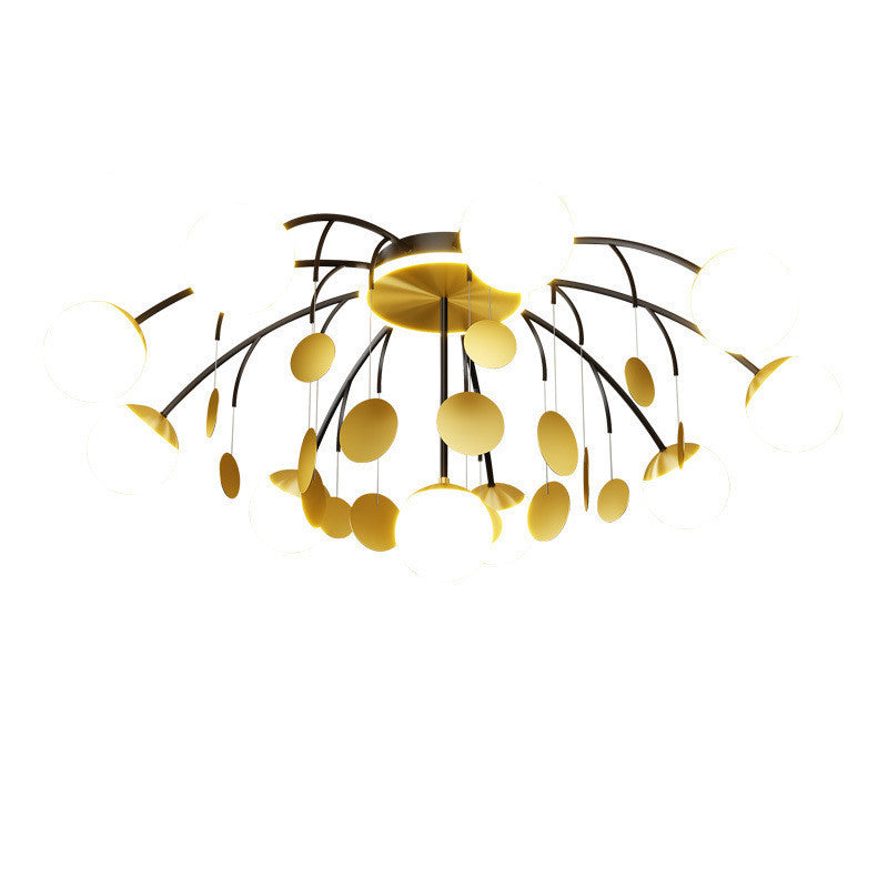 Modern Style Globe Semi Flush Mounted Ceiling Light Sputnik LED Ceiling Light with White Glass Shade