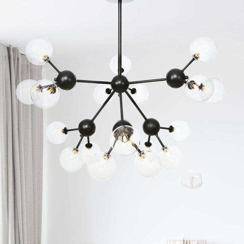 Orb Living Room Chandelier Lamp Amber/Clear/Smoke Gray Glass 3/9/12 Lights Industrial Ceiling Light with Sputnik Design, 13"/27.5"/34" Wide