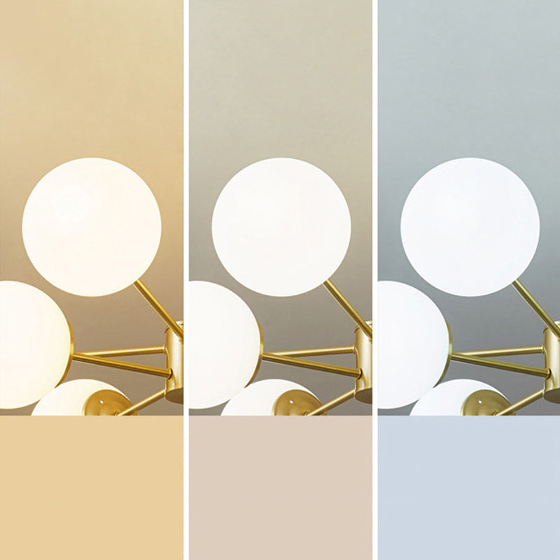 Lampada lampadina a forma molecolare dorata Ombrata di vetro bianco sfera moderno Stile semplicità Stile per sala da pranzo