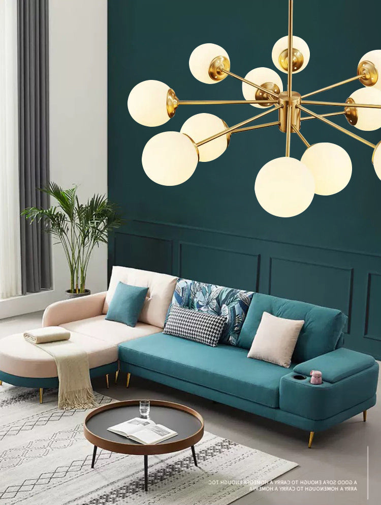 Lampada lampadina a forma molecolare dorata Ombrata di vetro bianco sfera moderno Stile semplicità Stile per sala da pranzo