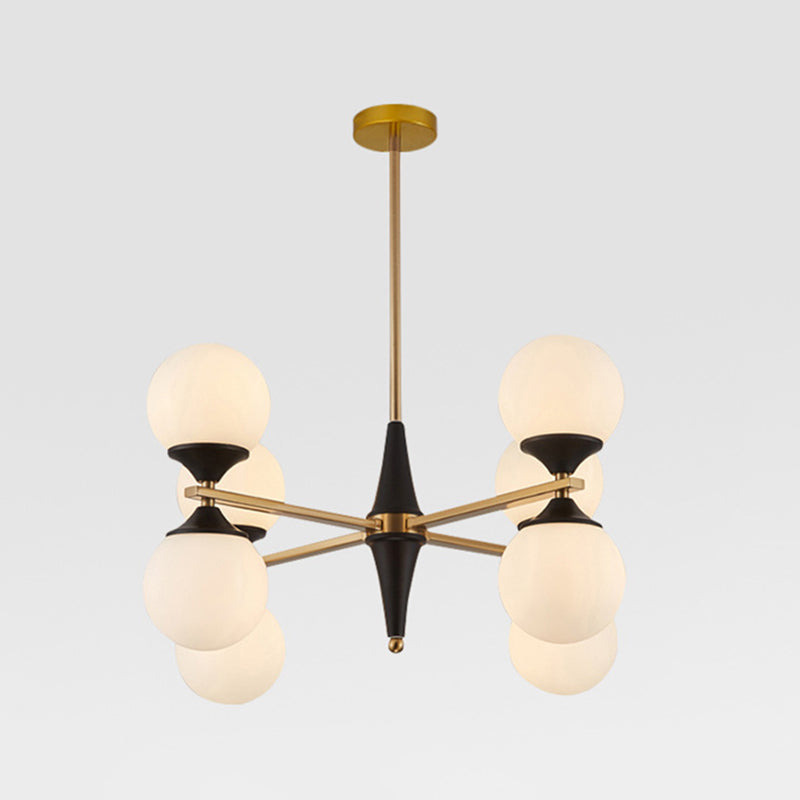 Nordic Style Creative Glass Orb Chandelier Golden Dining Room Lighting Fixture with 19.6" Adjustable Suspension Rod