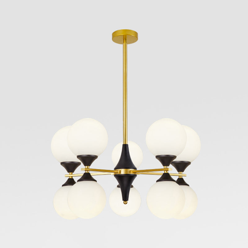 Nordic Style Creative Glass Orb Chandelier Golden Dining Room Lighting Fixture with 19.6" Adjustable Suspension Rod