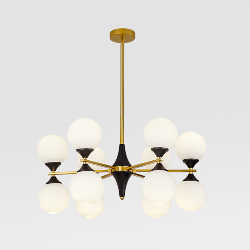 Nordic Style Creative Glass Orb Chandelier Golden Dining Room Lighting Fixture with 19.6" Adjustable Suspension Rod