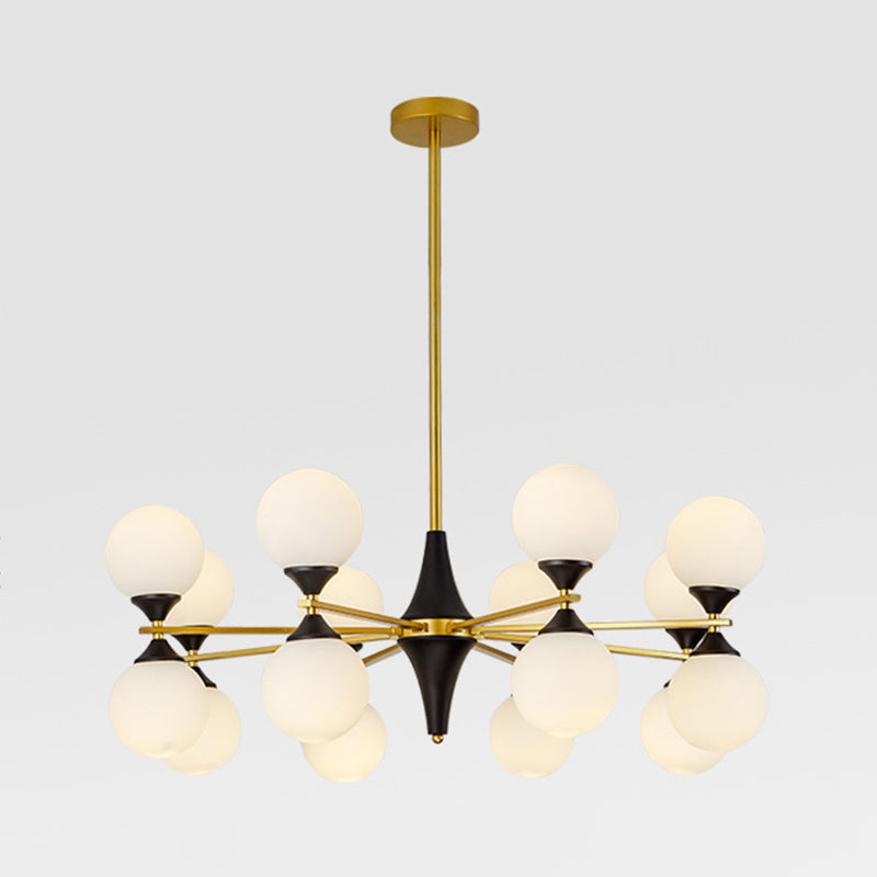 Nordic Style Creative Glass Orb Chandelier Golden Dining Room Lighting Fixture with 19.6" Adjustable Suspension Rod