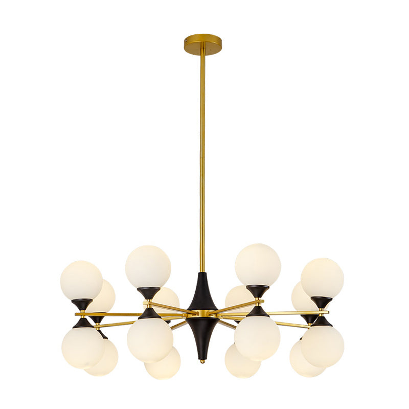 Nordic Style Creative Glass Orb Chandelier Golden Dining Room Lighting Fixture with 19.6" Adjustable Suspension Rod