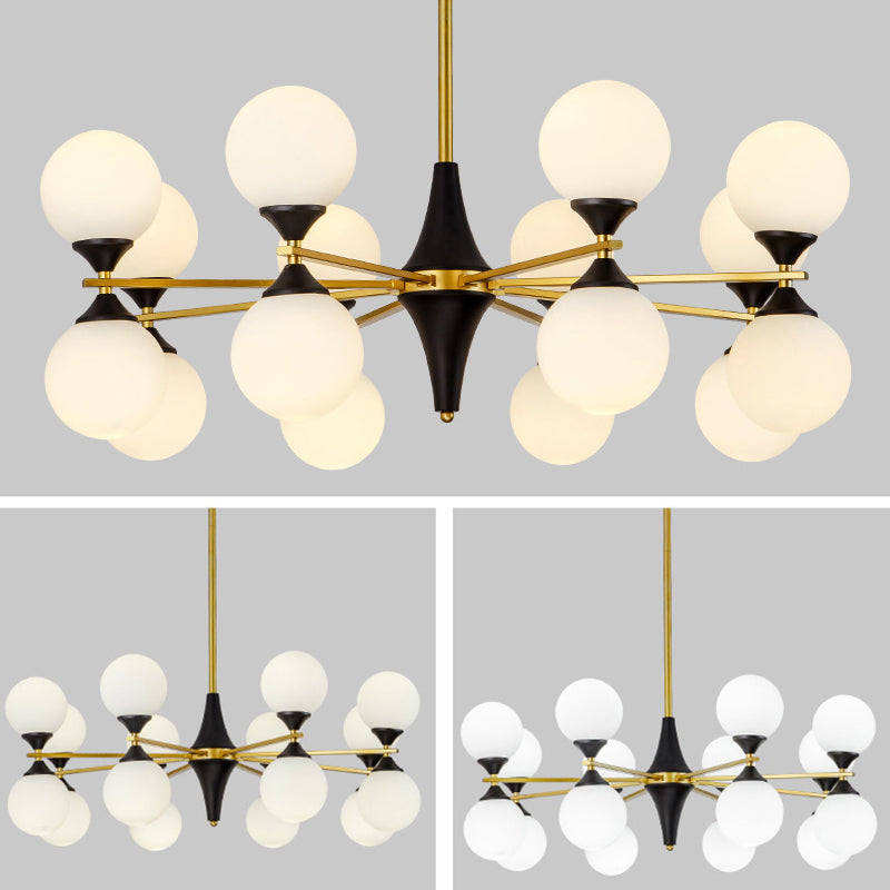 Nordic Style Creative Glass Orb Chandelier Golden Dining Room Lighting Fixture with 19.6" Adjustable Suspension Rod
