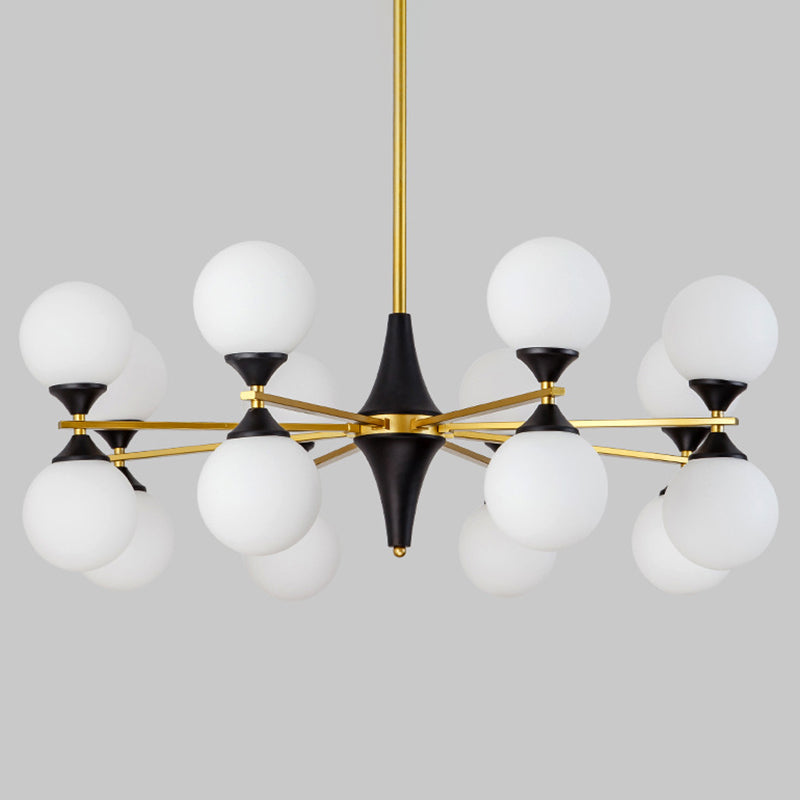 Noordse stijl creatief glas orb kroonluchter gouden eetkamerverlichting met 19,6 "verstelbare ophangstang