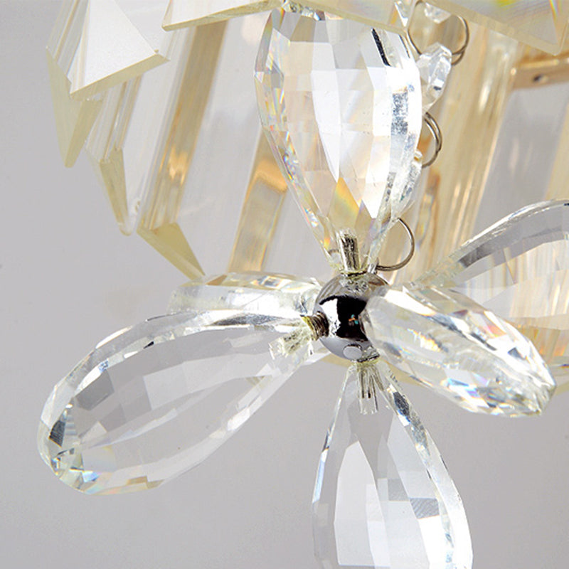 LED Hallway Ceiling Mounted Light Modern Gold Semi Flush Light Fixture with Cylinder K9 Crystal Shade