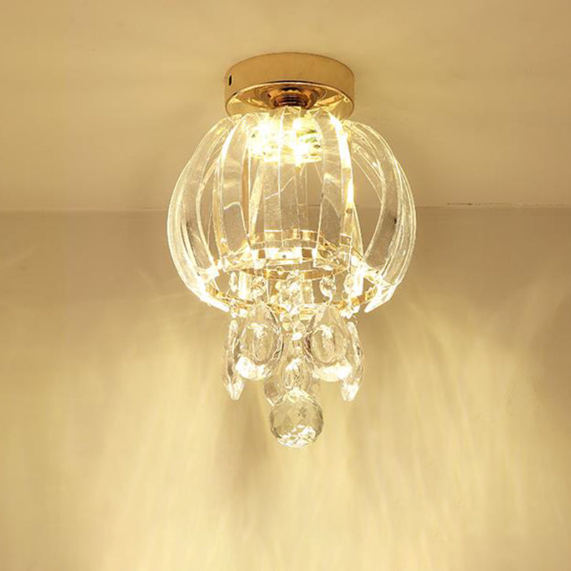 Kugel Deckenmontage Moderne klare Kristallglas LED Gold Semi Flush Mount Leuchte