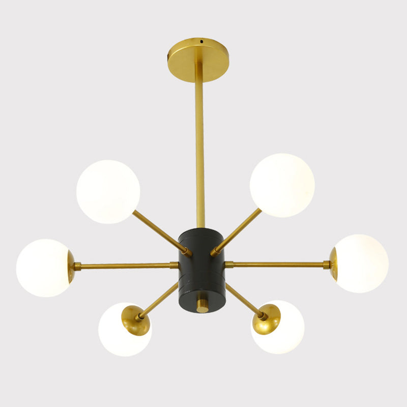 Golden Bedroom Molecular Shape Chandelier Milk White Glass Orb Nordic Simplicity Suspension Lighting Fixture