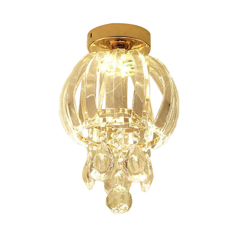Kugel Deckenmontage Moderne klare Kristallglas LED Gold Semi Flush Mount Leuchte