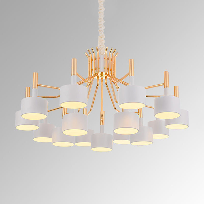 Drum Shade Chandelier Light Post-modern Metal Living Room Suspended Lighting