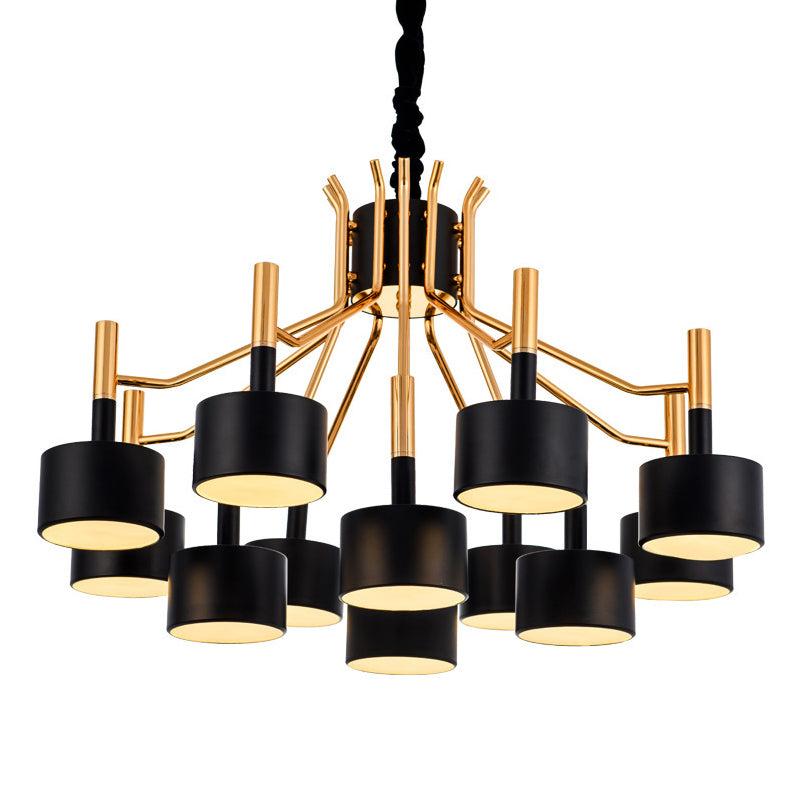 Drum Shade Chandelier Light Post-modern Metal Living Room Suspended Lighting