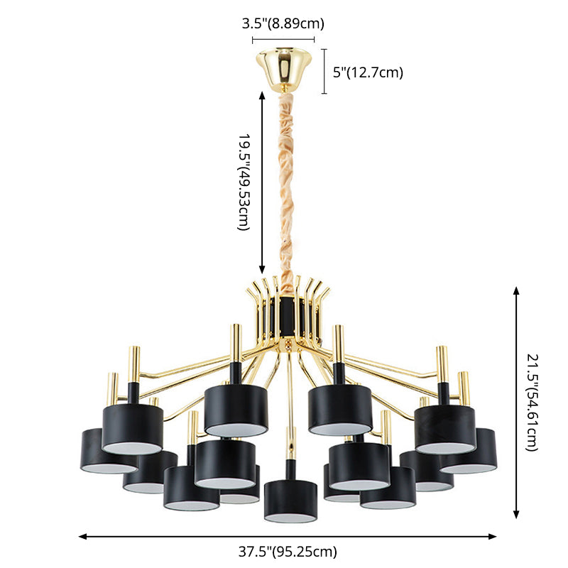 Drum Shade Chandelier Light Post-modern Metal Living Room Suspended Lighting