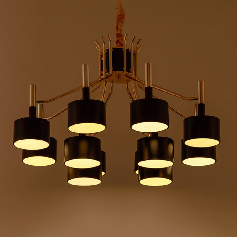 Drum Shade Chandelier Light Post-modern Metal Living Room Suspended Lighting