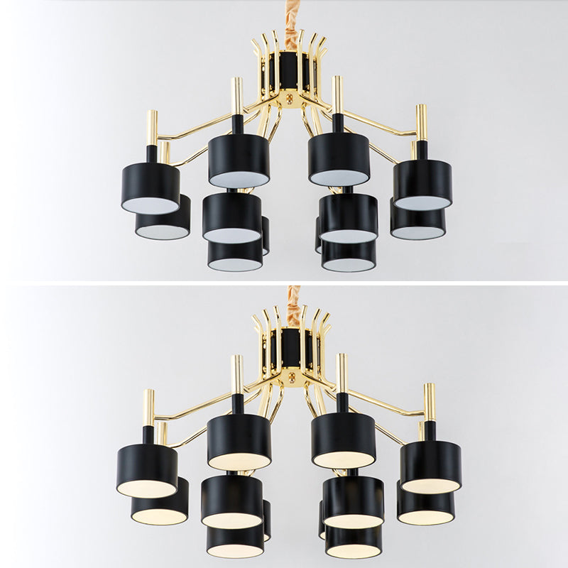 Drum Shade Chandelier Light Post-modern Metal Living Room Suspended Lighting