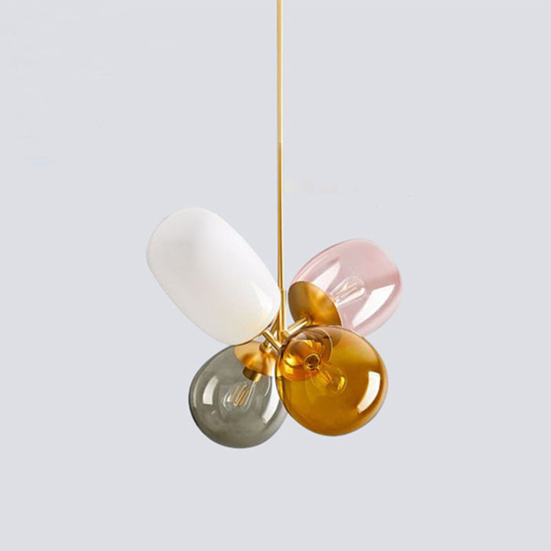 Buntes Glasschatten 4-leichter Anhängerlampe postmoderner Kunst dekorativ