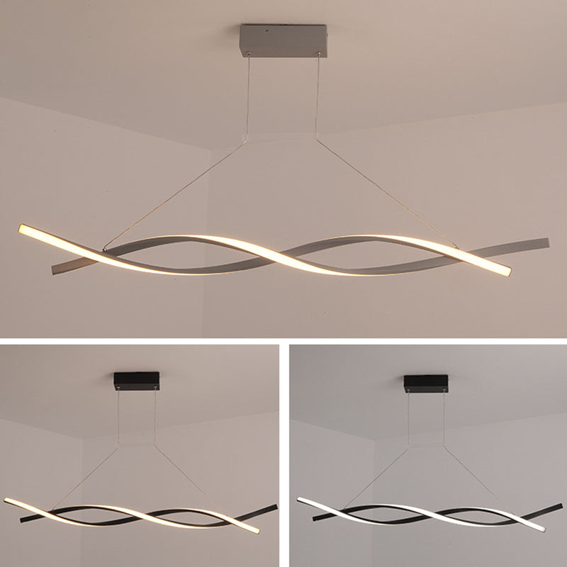 Minimalist LED Island Light Nordic Style Winding Lines Suspension Lighting Fixture for Kitchen Bar