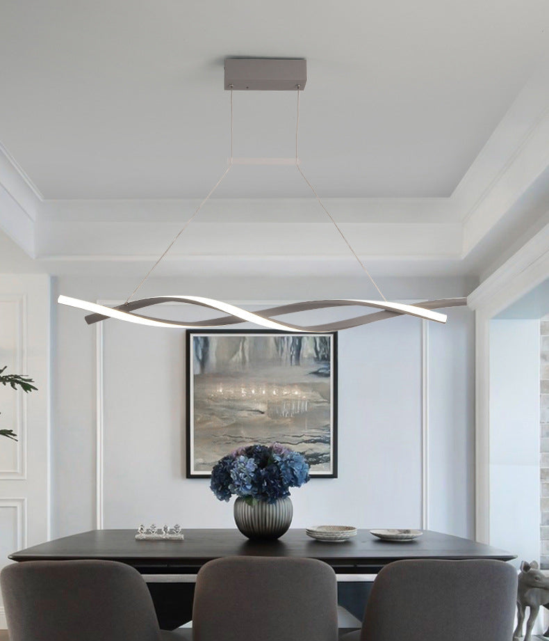 Minimalist LED Island Light Nordic Style Winding Lines Suspension Lighting Fixture for Kitchen Bar