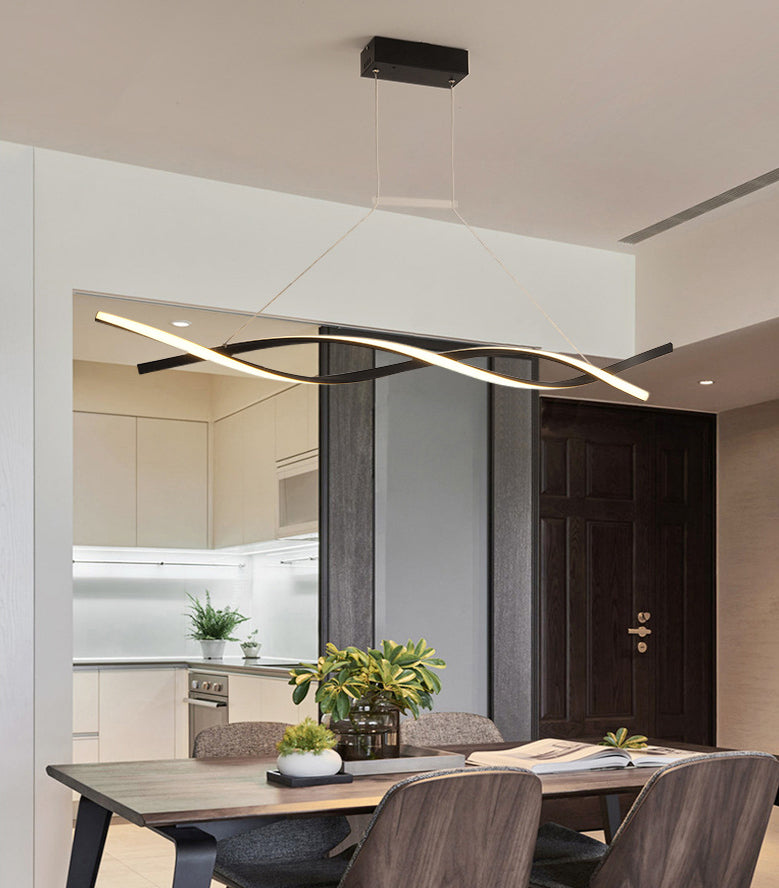 Minimalist LED Island Light Nordic Style Winding Lines Suspension Lighting Fixture for Kitchen Bar